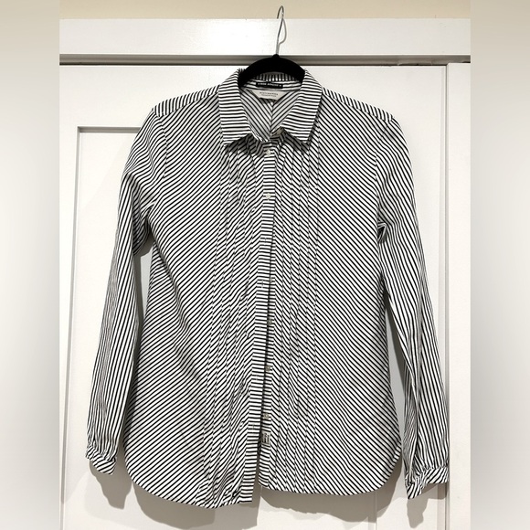 Scotch and Soda Black and White Bon Apetit Stipe Button Down Short - Picture 1 of 9